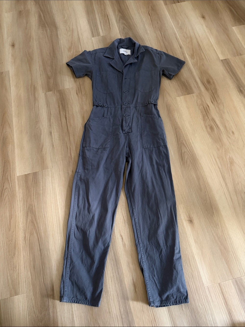 pistola Short-Sleeve Utility Jumpsuit in Charcoal Gray